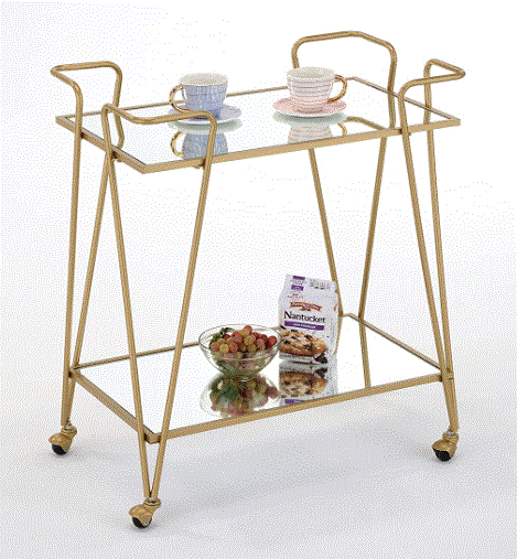 Gold Glass Rolling Cart