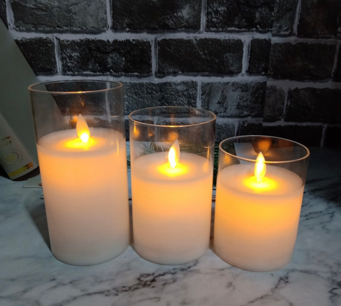 Set of 3 LED Candles with 3D flickering flame
